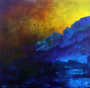 "Weighted With Heart's Curiosity"  40" x 40" #1215 acrylic on canvas